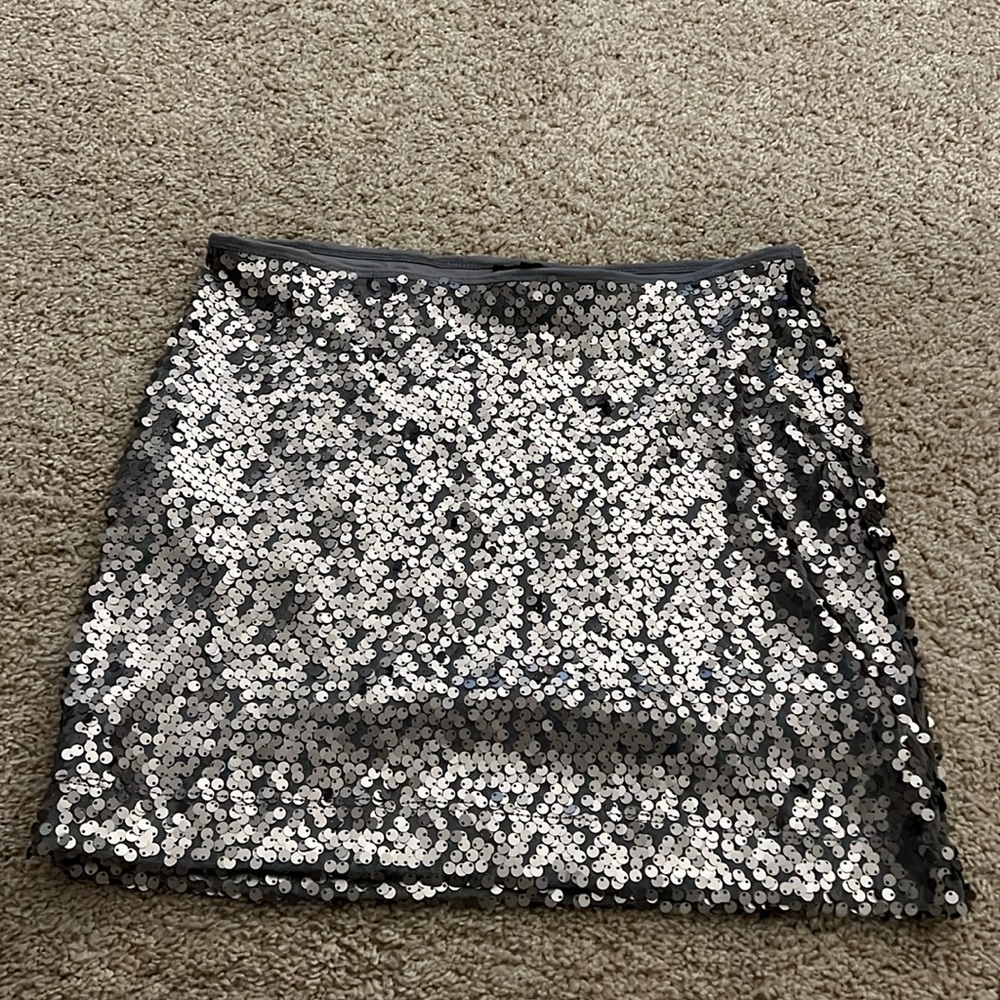 Mini silver sequin skirt